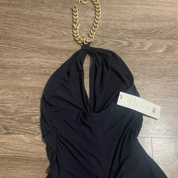 Veronica Beard Reze Gold Chain Halter Maxi Ink M - Picture 11 of 13